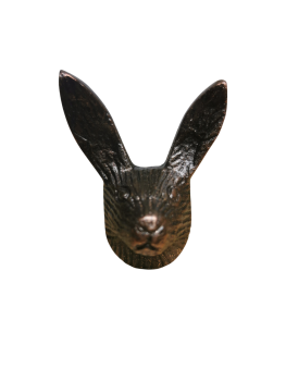 Großer Eisenknauf als Hasenkopf in messing