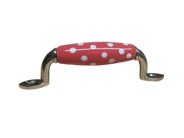 Möbelgriff Punkte rot/weiß