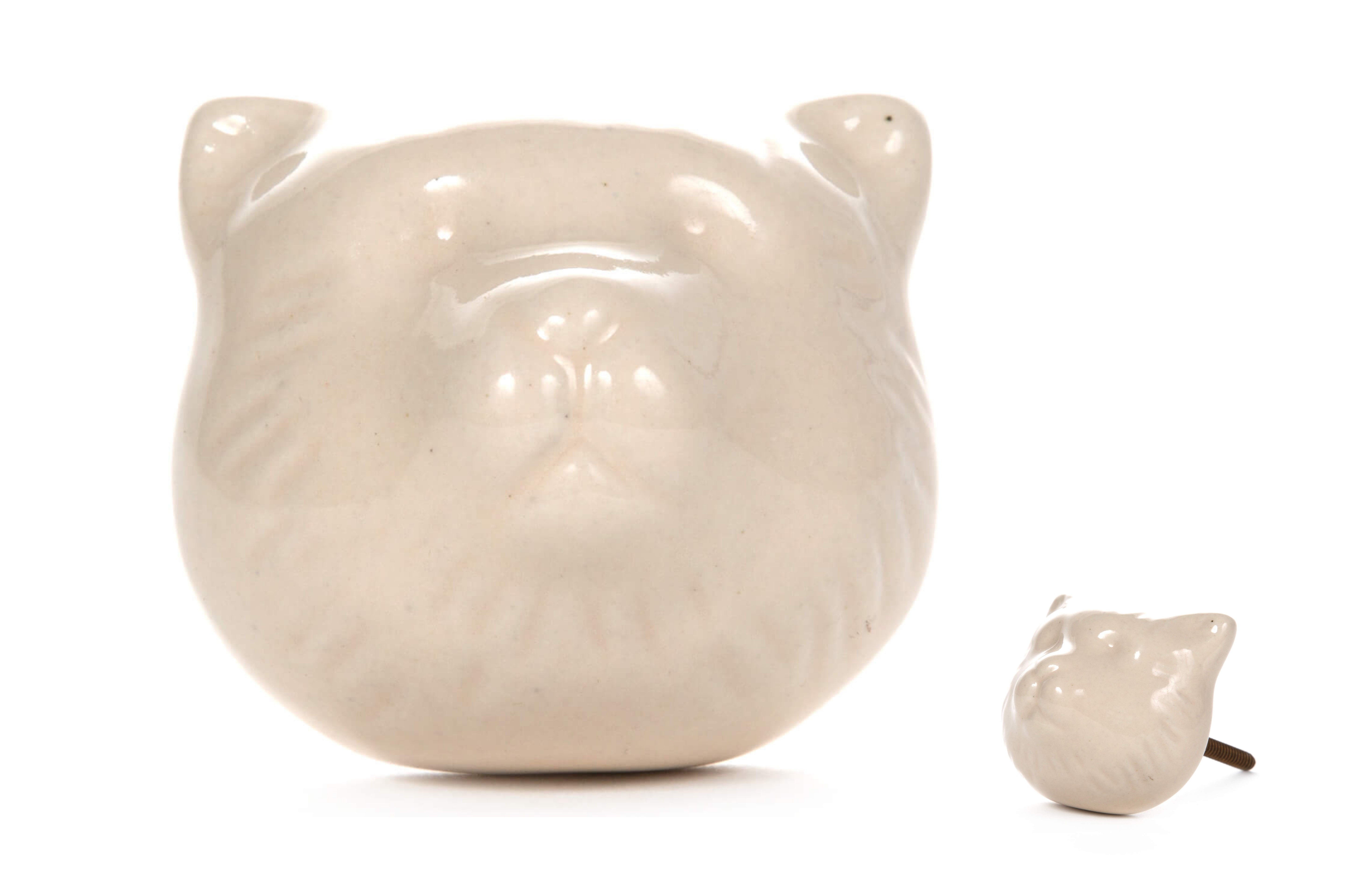 Knauf Figur Katze cremeweiß
