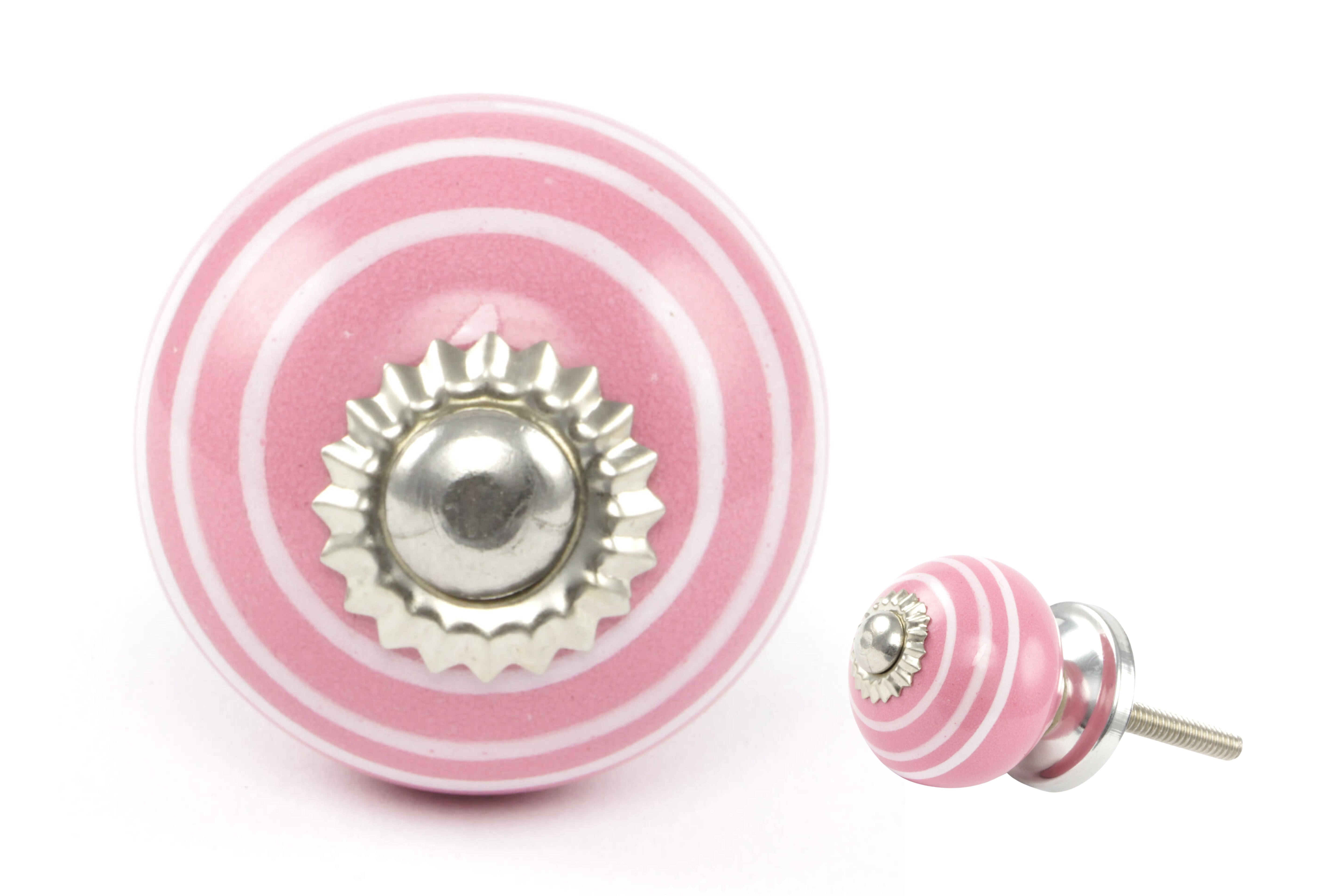 Knauf Streifen rosa/weiß