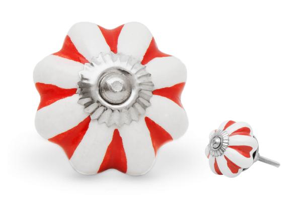 Kürbisknauf BonBon rot weiß